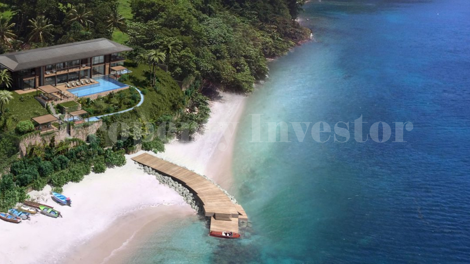 5 Bedroom Ultra-Luxury Beachfront Residence with Private Pier in Saint Lucia
