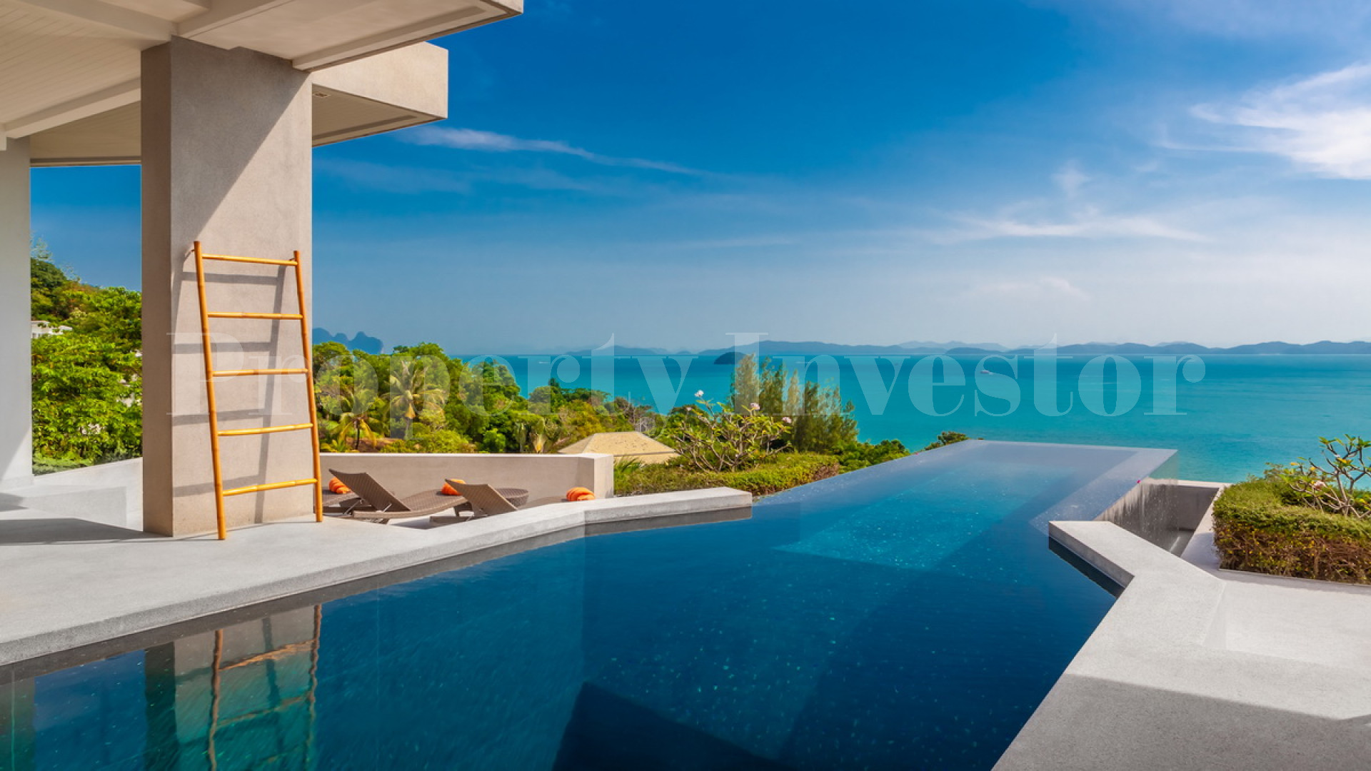Неповторимая роскошная современная дизайнерская вилла в минималистическом стиле на 5 спален с изумительным выступающим инфинити бассейном на Пхукете