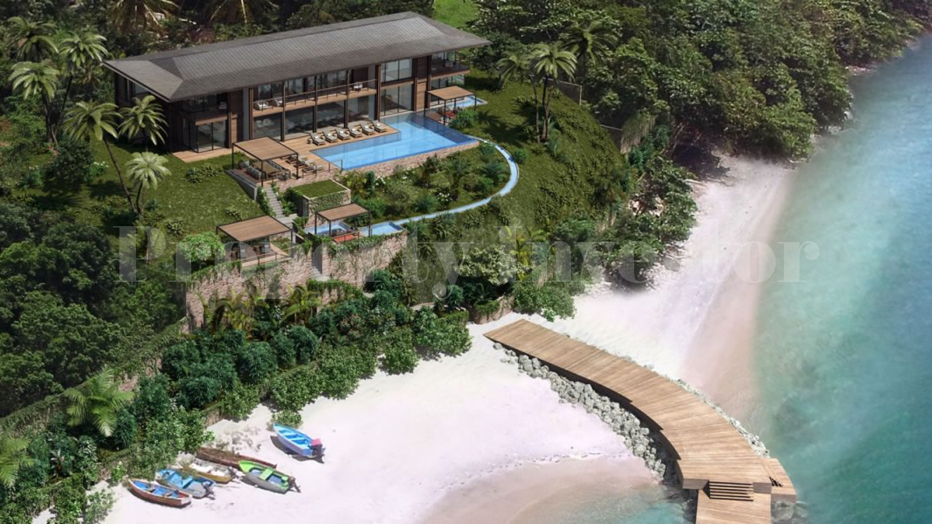 5 Bedroom Ultra-Luxury Beachfront Residence with Private Pier in Saint Lucia