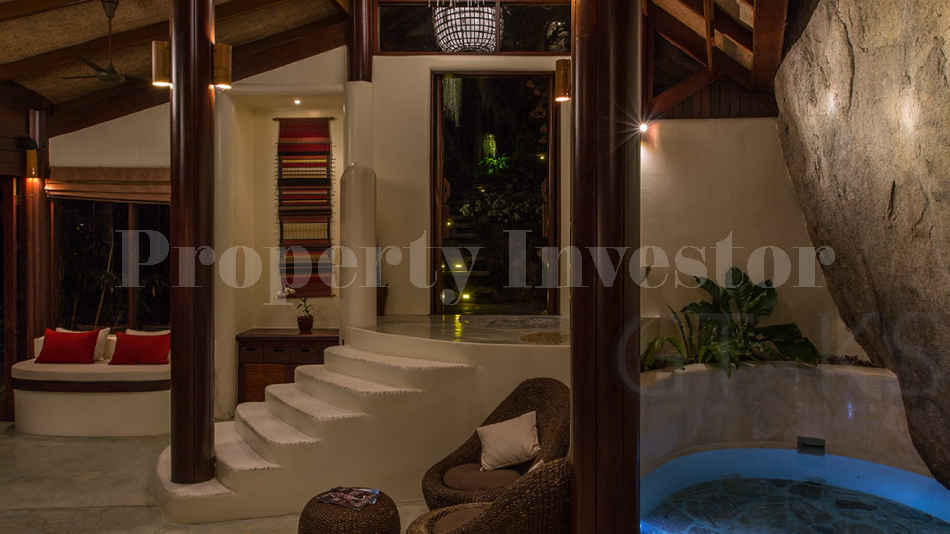 Unreal 3 Bedroom Tropical Luxury Hillside Villa with Waterfall in Koh Samui