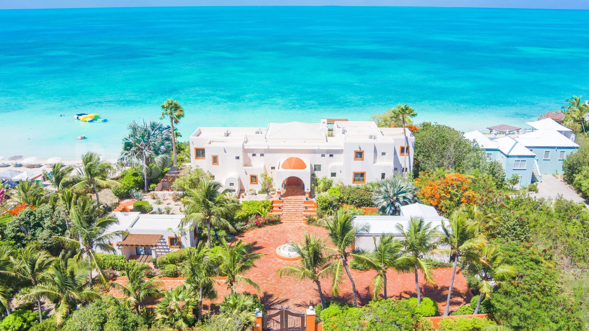 Exceptional 7 Bedroom Luxury Moroccan Style Beachfront Villa for Sale on Sapodilla Bay Beach, Turks & Caicos