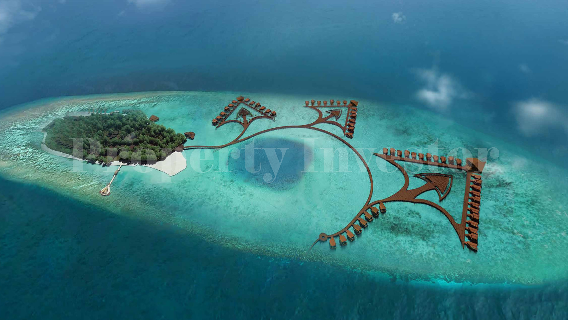 Exclusive 32 Room Island Eco Resort with 89 Room Overwater Bungalow Expansion Plan for Sale in the Maldives