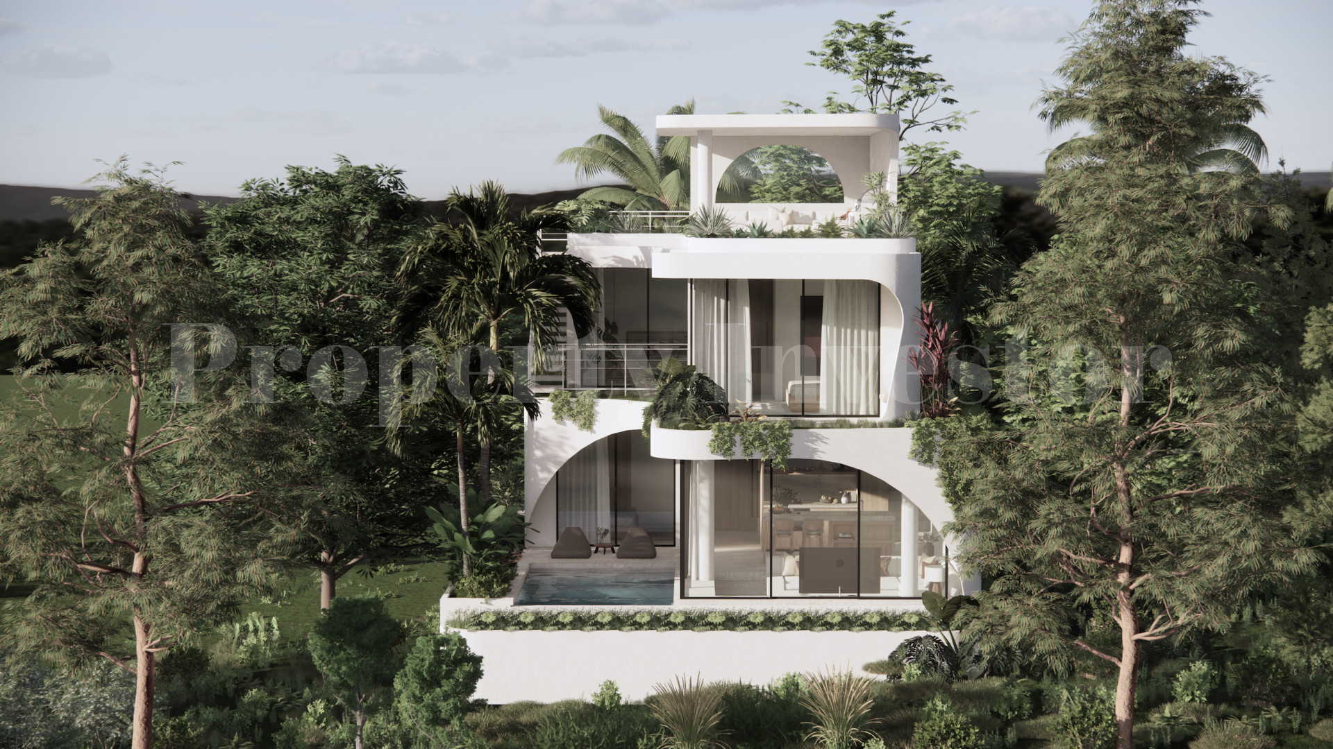 Продаётся современная роскошная вилла на 3 спальни с видом на океан под строительство от 395000$ в Улувату на Бали