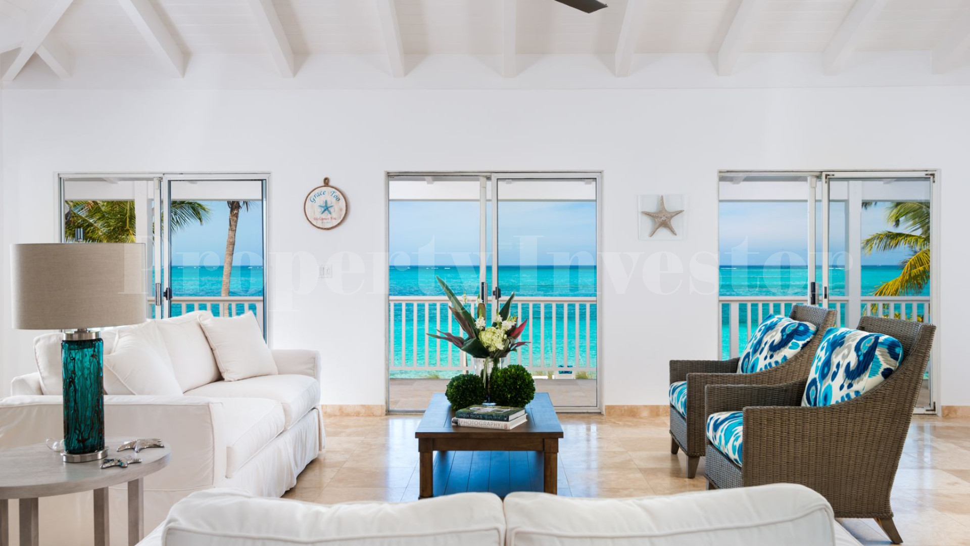 Beautiful 6 Bedroom Caribbean Style Luxury Beachfront Villa with Private Beach Access for Sale in Grace Bay, Turks & Caicos
