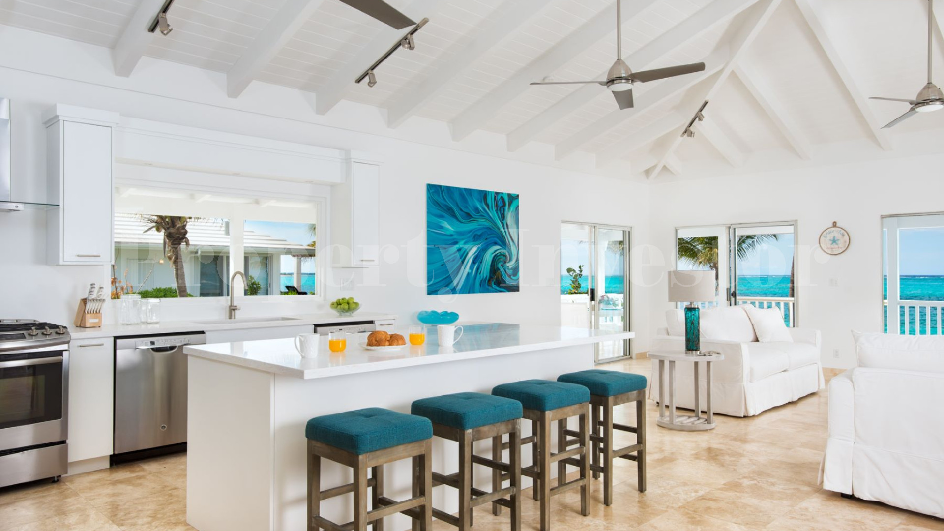 Beautiful 6 Bedroom Caribbean Style Luxury Beachfront Villa with Private Beach Access for Sale in Grace Bay, Turks & Caicos