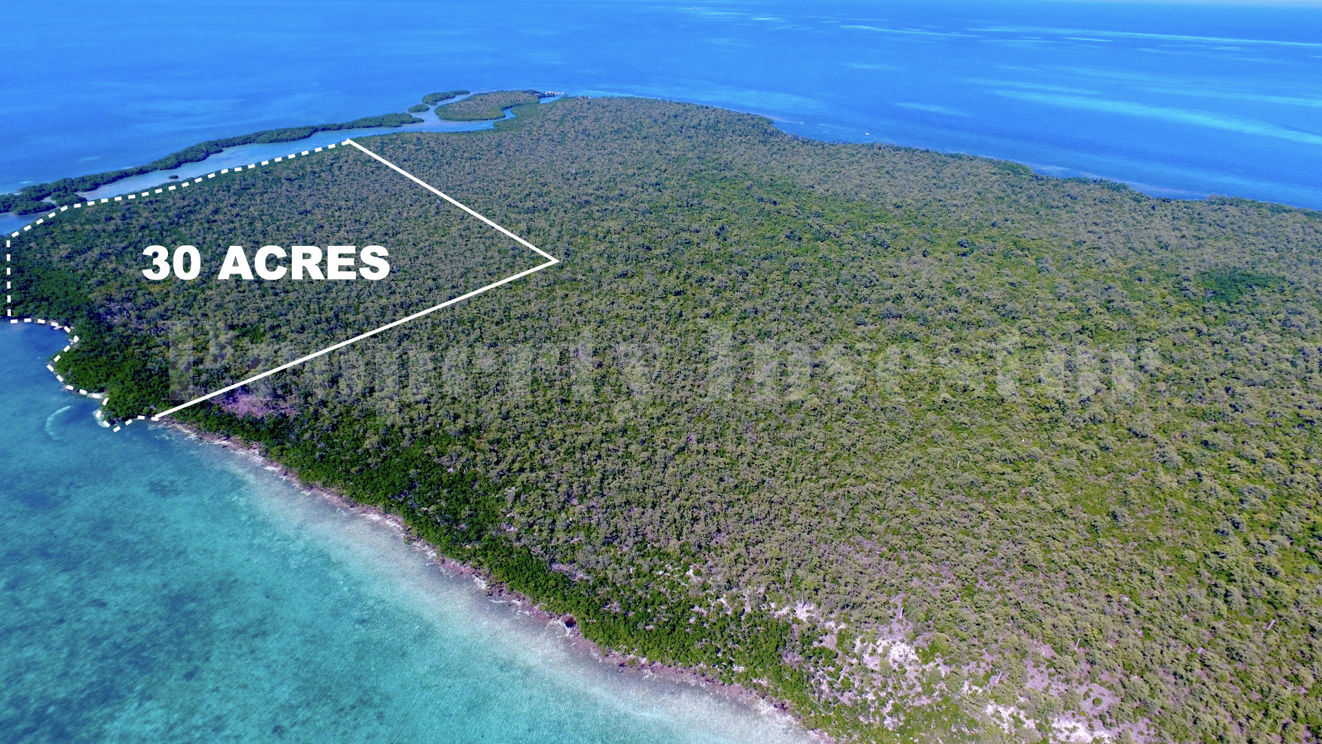 Long Middle Caye — 30 Acre Oceanfront Virgin Island Parcel for Sale Near Belize City
