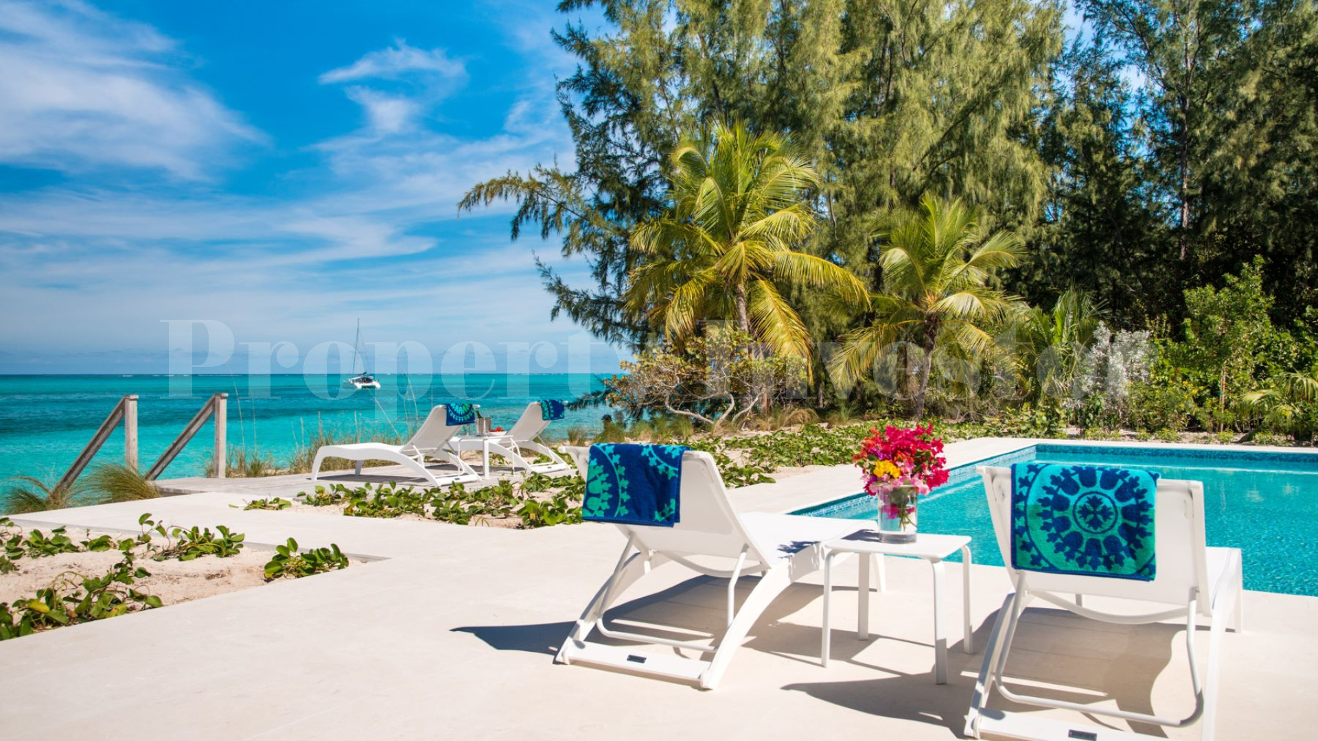 Beautiful 6 Bedroom Caribbean Style Luxury Beachfront Villa with Private Beach Access for Sale in Grace Bay, Turks & Caicos