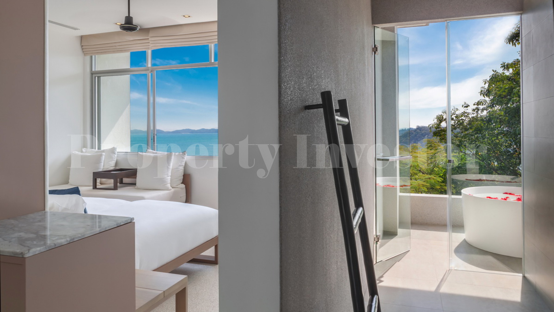 Неповторимая роскошная современная дизайнерская вилла в минималистическом стиле на 5 спален с изумительным выступающим инфинити бассейном на Пхукете