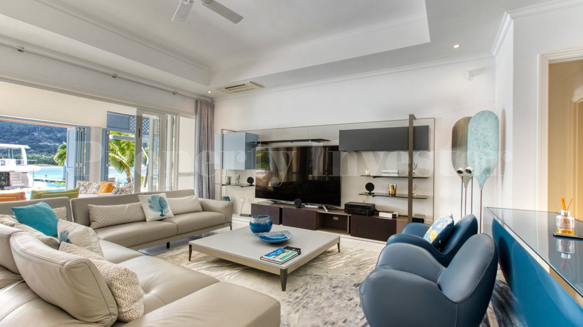 Custom Furnished 5 Bedroom Luxury Canal Front Villa with Private Cinema for Sale on Eden Island, Seychelles