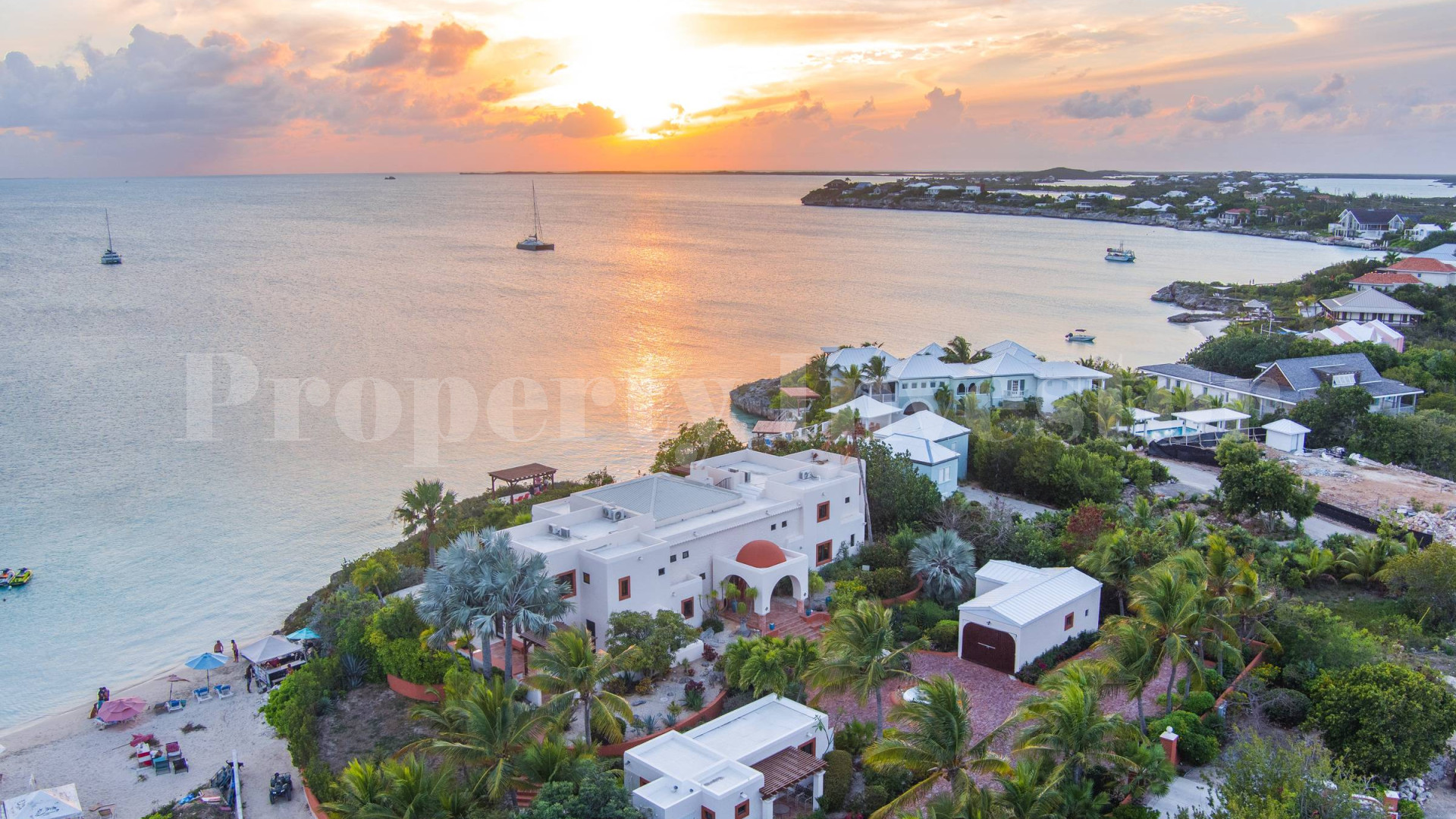 Exceptional 7 Bedroom Luxury Moroccan Style Beachfront Villa for Sale on Sapodilla Bay Beach, Turks & Caicos