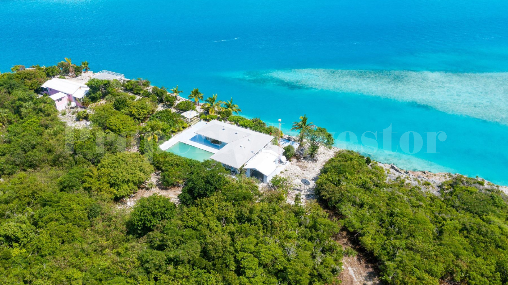 Частный автономный остров 104 гектара и резиденция с солнечными системами и батареями на Эксума-Кейс, Багамы