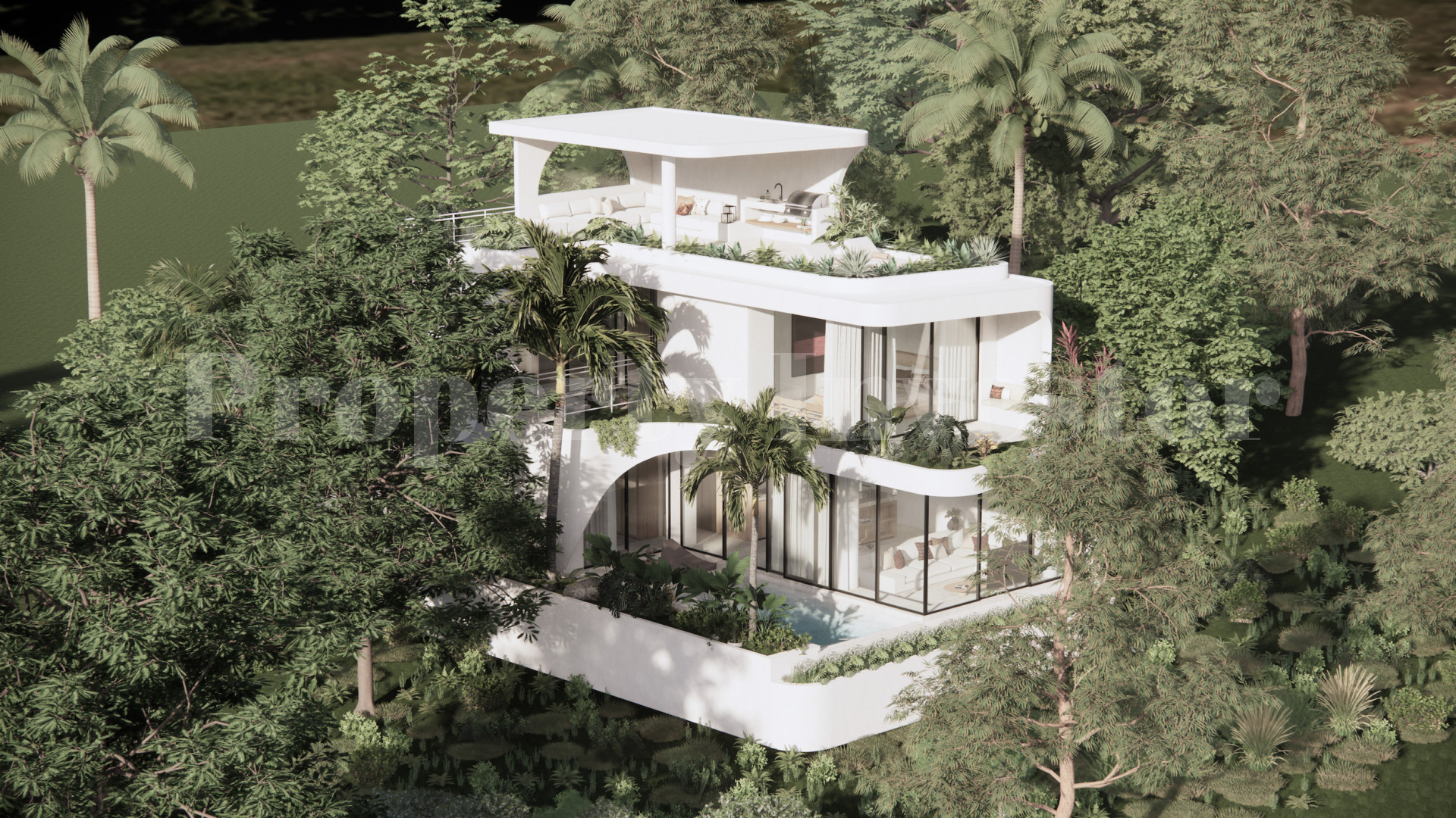 Продаётся современная роскошная вилла на 3 спальни с видом на океан под строительство от 395000$ в Улувату на Бали