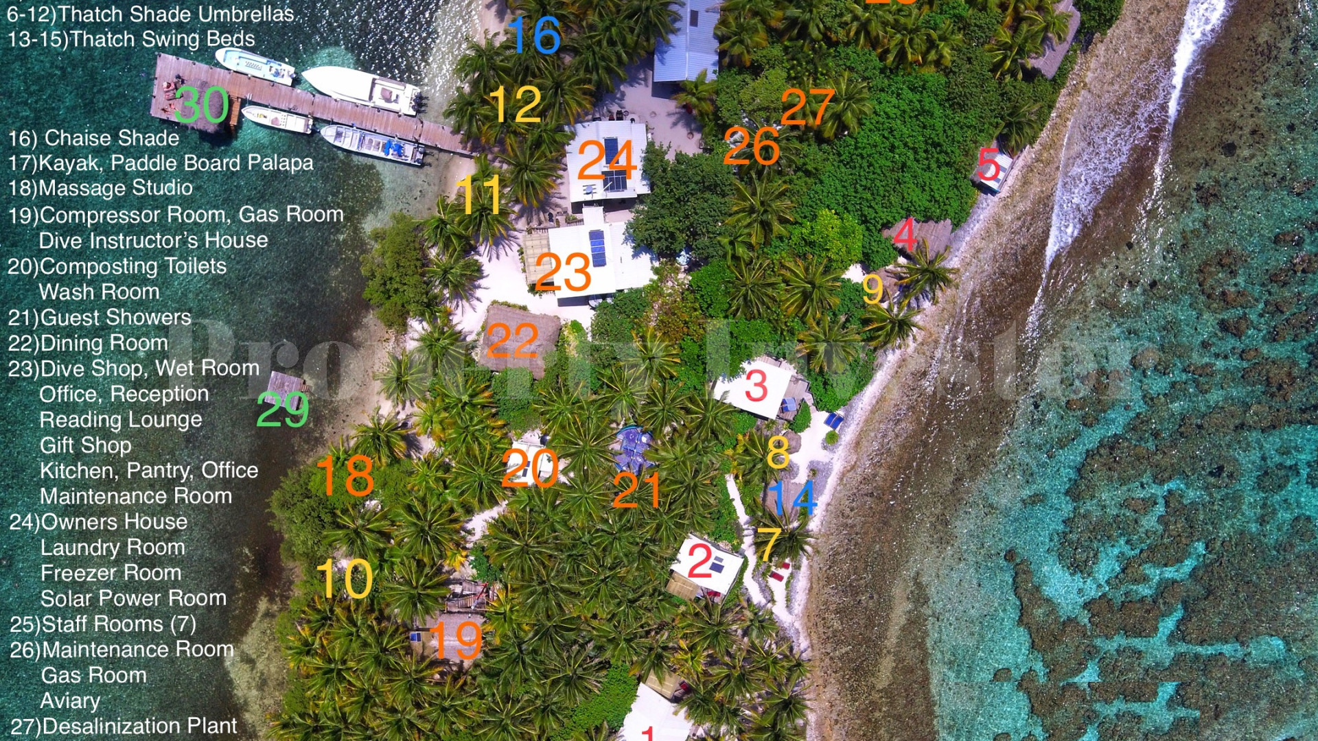 Private Island Resort & PADI 5-Star Gold Palm Dive Center for Sale on Glover's Reef Atoll, Belize