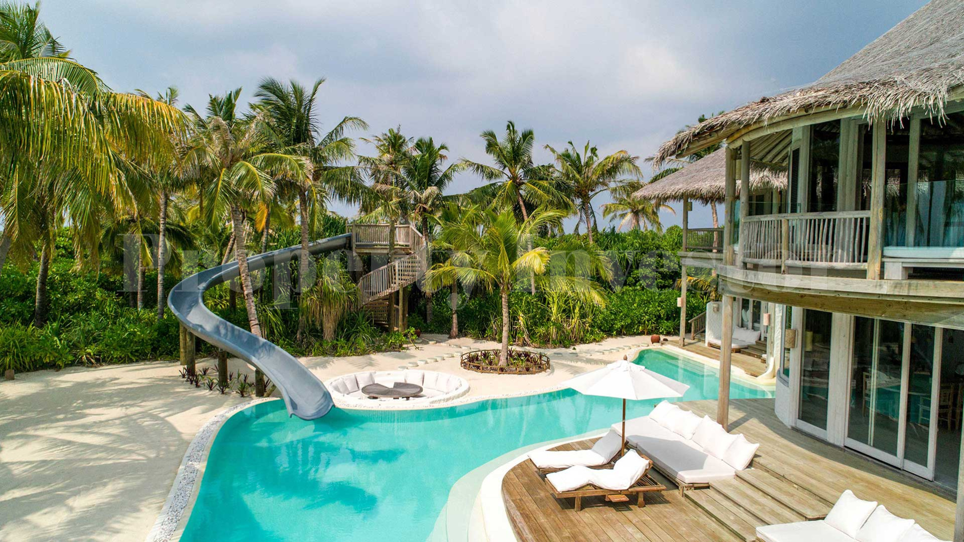 Exclusive 4 Bedroom Private Island Eco Resort Beach Residence with Slide for Sale in the Maldives