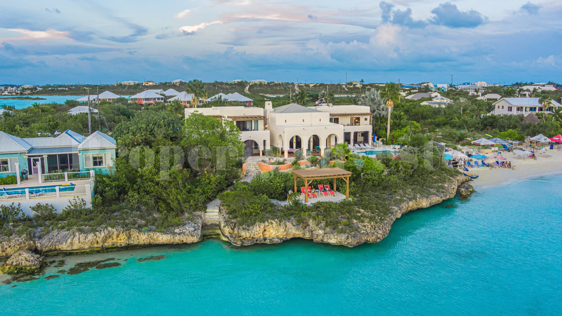 Exceptional 7 Bedroom Luxury Moroccan Style Beachfront Villa for Sale on Sapodilla Bay Beach, Turks & Caicos