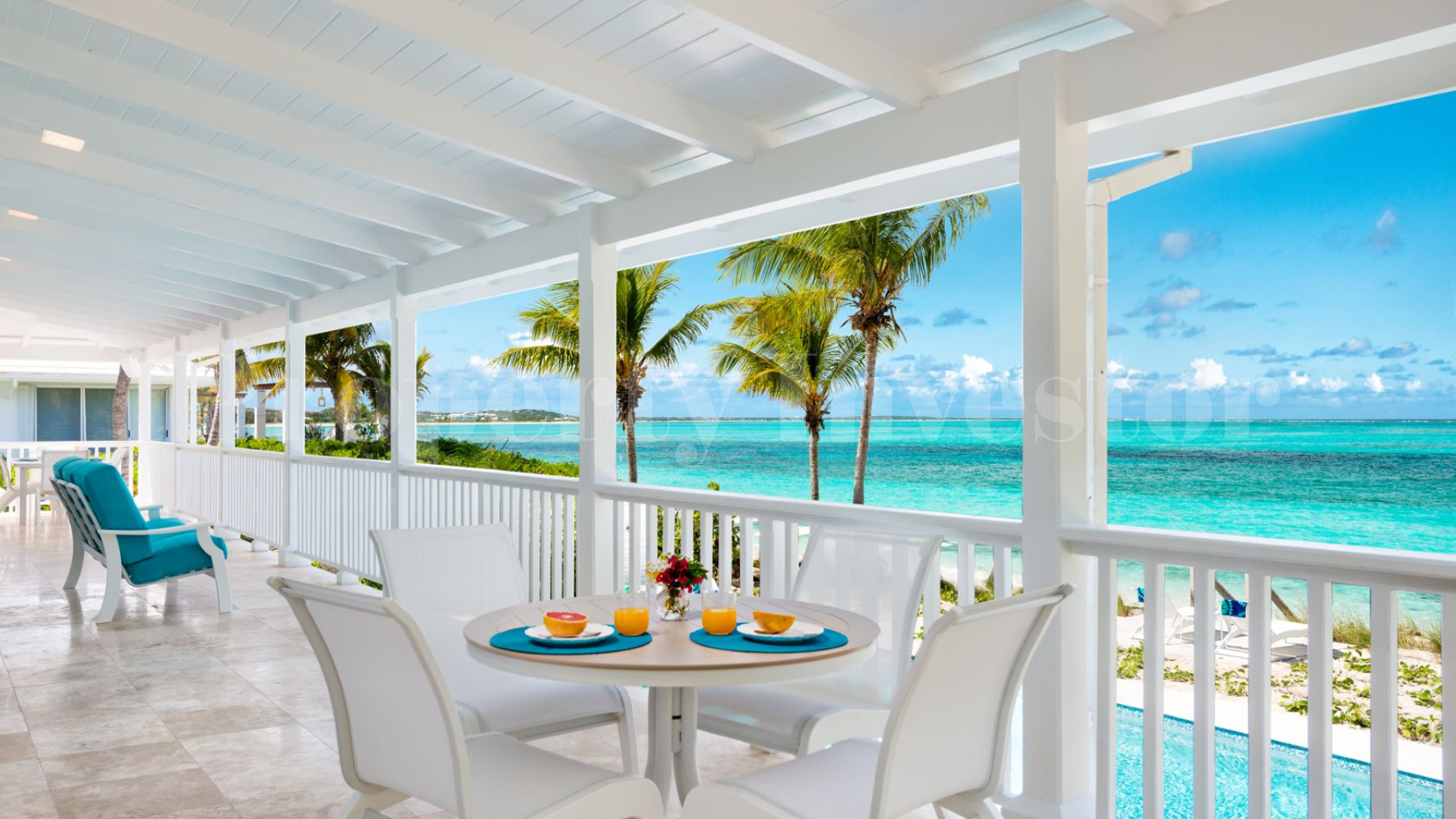 Beautiful 6 Bedroom Caribbean Style Luxury Beachfront Villa with Private Beach Access for Sale in Grace Bay, Turks & Caicos