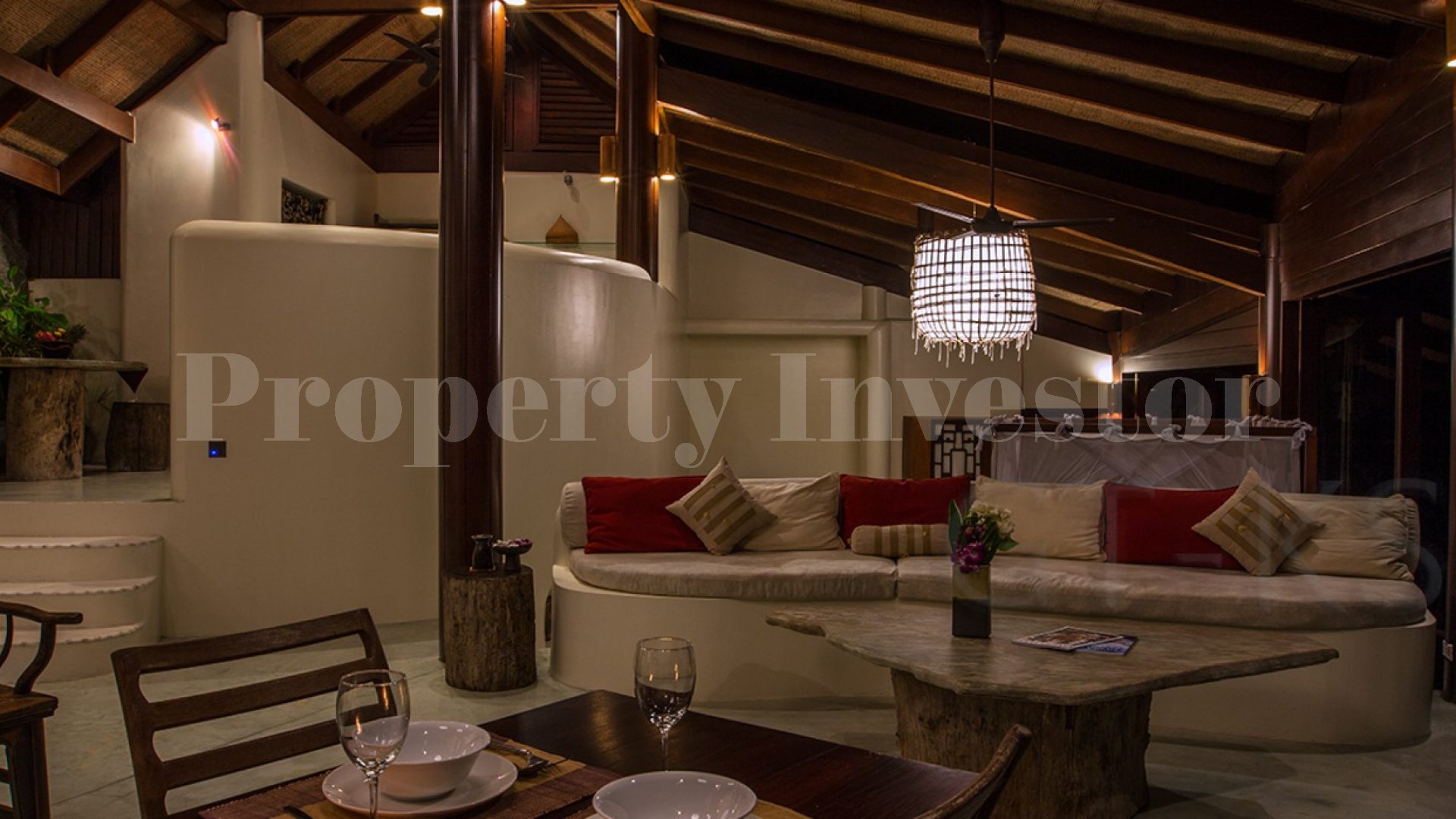 Невероятная роскошная тропическая вилла с 3 спальнями и с водопадом на склоне холма на о.Самуи